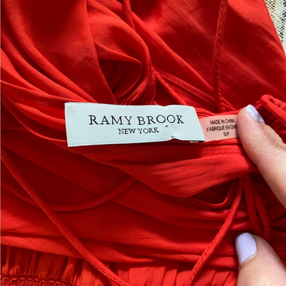 Ramy Brook Red Shelly Smocked Drop Waist Mini Dress S - Picture 11 of 16